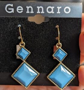 Gennaro‎ Blue and Gold Tone Drop Earrings